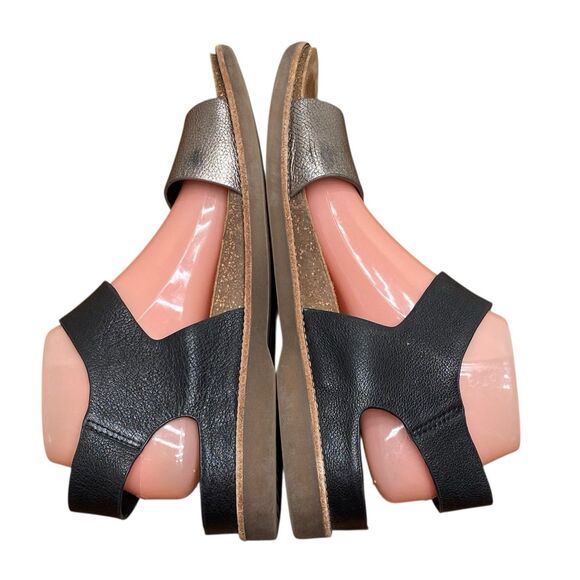 Sofft Bali Women's 10 M Black Silver Leather Wedge Slingback Sandals (HF27) - Picture 5 of 8